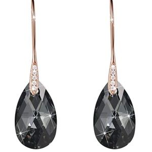 NWOT Black Teardrop Crystal Rose Gold Earrings